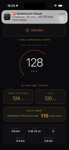 Ortalama hız yüksek uyarısı