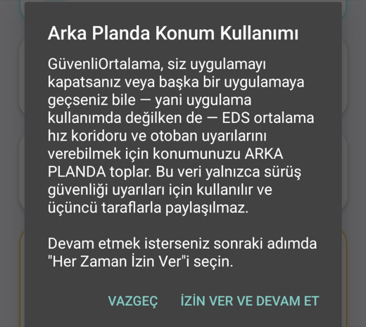 Arka planda konum kullanımı açıklaması