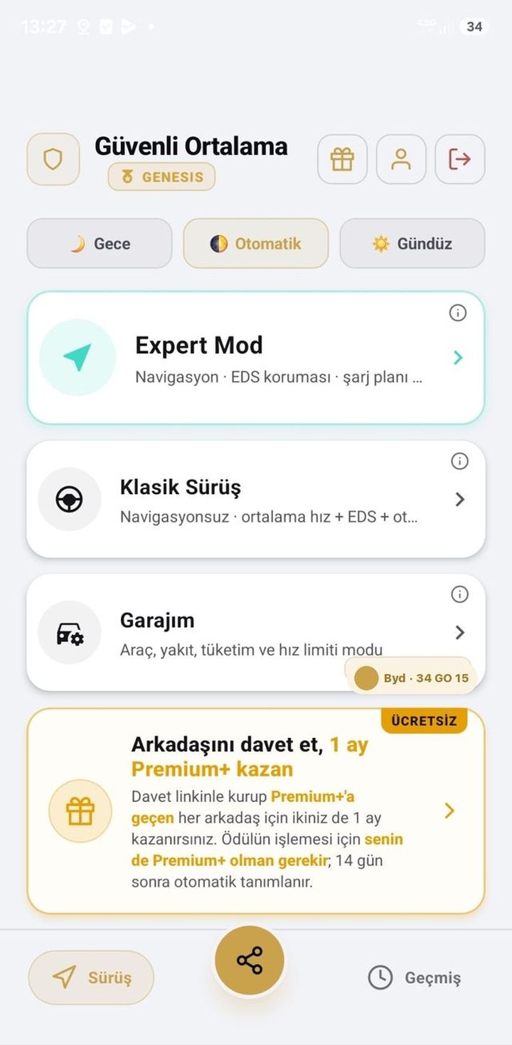 Ana ekran — Expert Mod, Klasik Sürüş ve Garajım