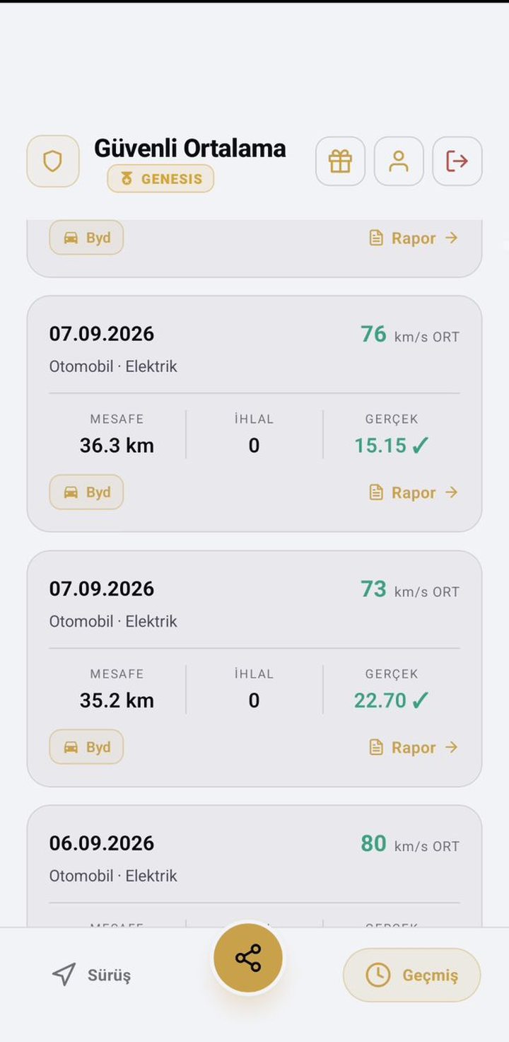 Geçmiş ve sürüş kayıtları