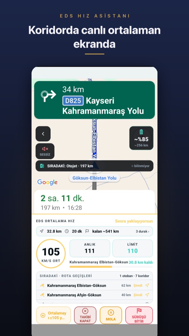 Rotadaki denetim koridorları listesi