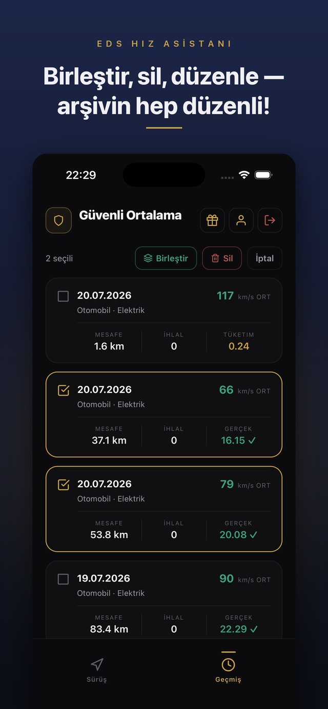 Geçmiş yönetimi — sürüş birleştirme ve silme